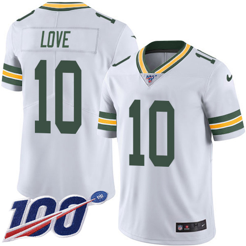 Nike Packers #10 Jordan Love White Youth Stitched NFL 100th Season Vapor Untouchable Limited Jersey